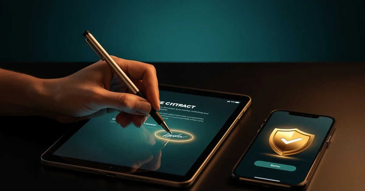 Firma OTP per agenzie assicurative: firma di una polizza su tablet con verifica OTP