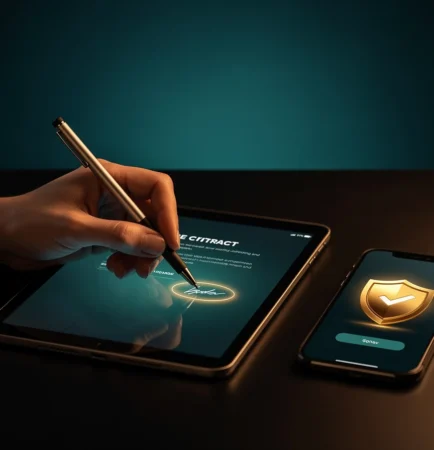 Firma OTP per agenzie assicurative: firma di una polizza su tablet con verifica OTP