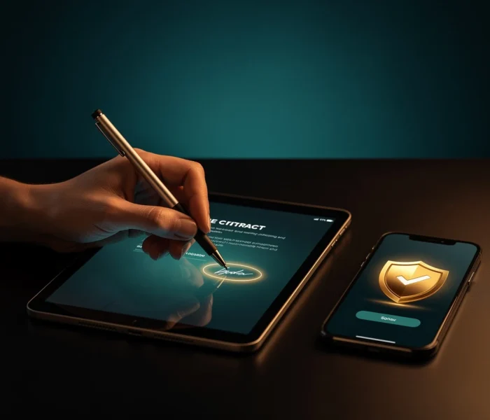 Firma OTP per agenzie assicurative: firma di una polizza su tablet con verifica OTP